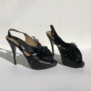 Valentino Garavani Black Leather Slingback heels